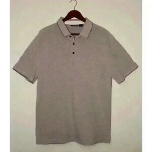 Claiborne Polo Shirt 1/4 Button Down Cotton Blend Purple & White Men's Size L